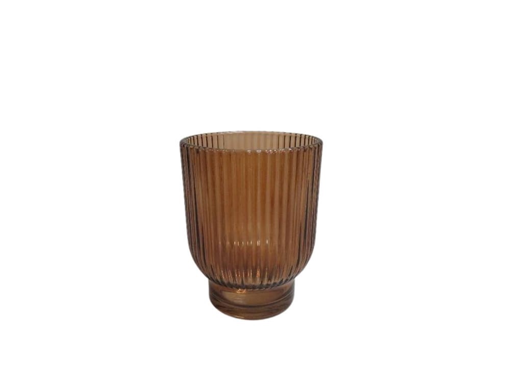 slide 1 of 1, SDS for HD Designs Ribbed Glass Candle Holder - Brown, 4.9 in