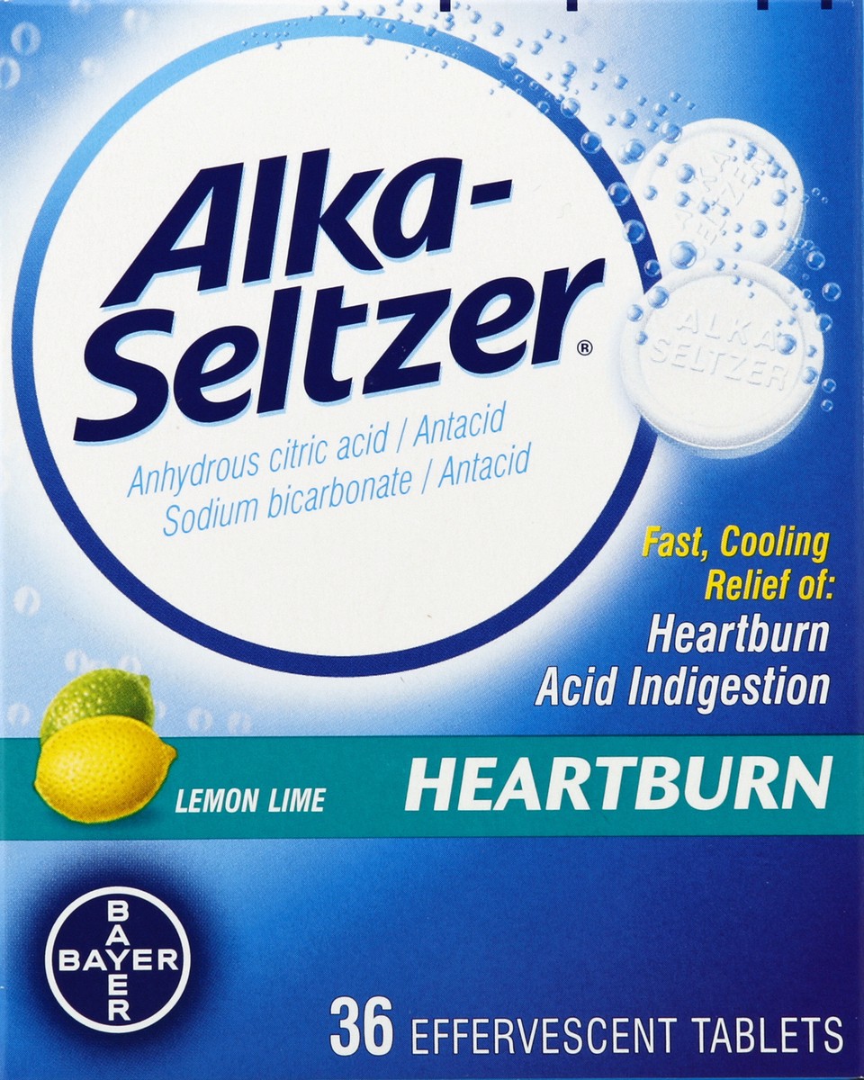 slide 5 of 6, Alka-Seltzer Heartburn Effervescent Tablets - Lemon Lime, 36 ct