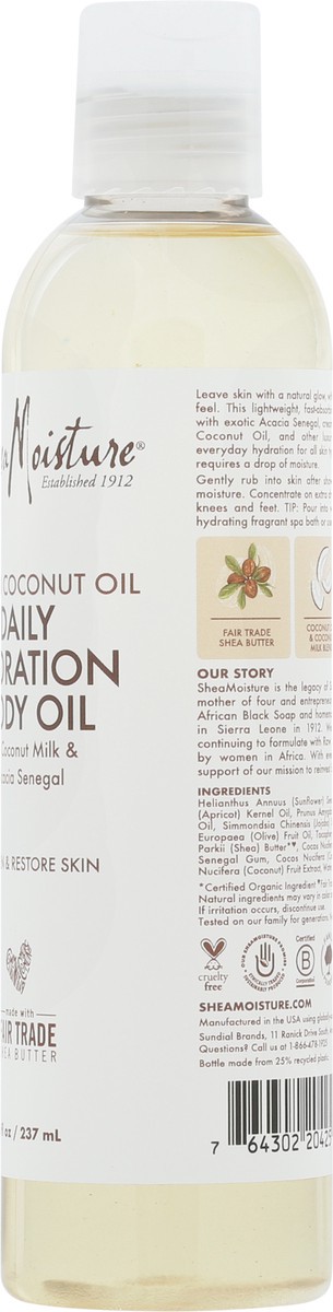 slide 7 of 9, SheaMoisture Daily Hydration Body Oil Virgin Coconut Oil, 8 oz, 8 oz