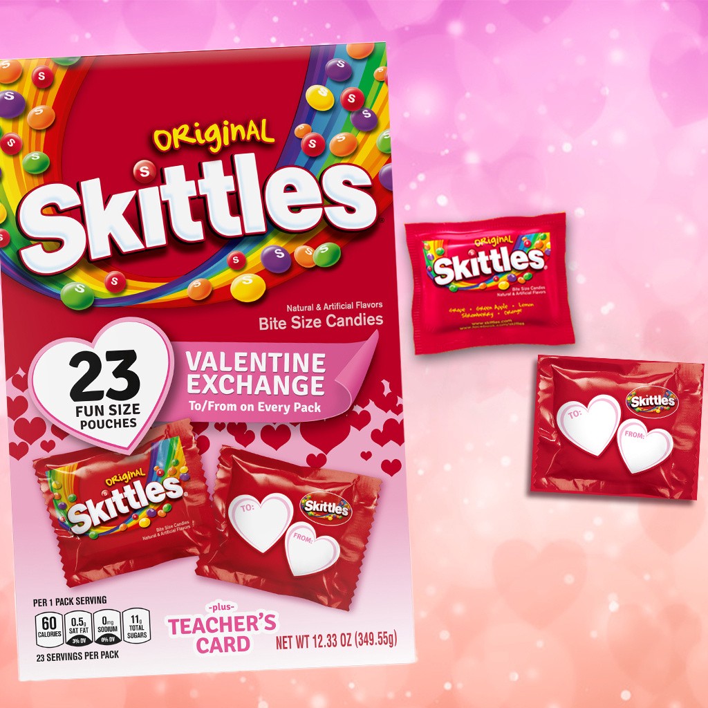 slide 3 of 8, SKITTLES Original Fun Size Valentine's Exchange Chewy Candy, 23 Ct Box, 12.33 oz