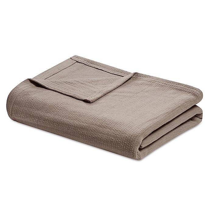 slide 1 of 3, Madison Park Freshspun Basketweave Cotton Full/Queen Blanket - Taupe, 1 ct