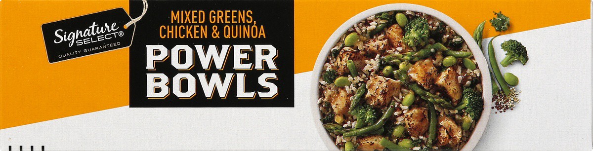 slide 5 of 9, Signature Select Mixed Greens Chicken & Quinoa Roasted White Meat Chicken Asparagus Green Beans Broccoli Kale Shelled Edamame And Quinoa Blend Over Rice And A Creamy Lemon Sauce Power Bowls, 9.5 oz