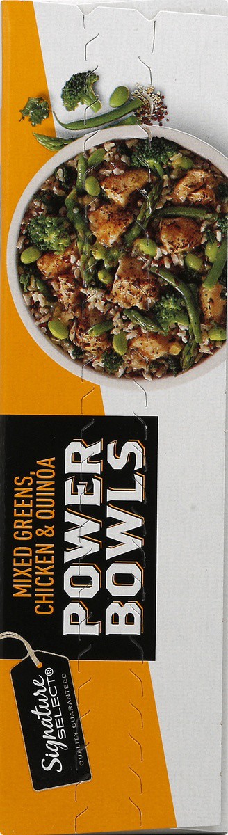 slide 4 of 9, Signature Select Mixed Greens Chicken & Quinoa Roasted White Meat Chicken Asparagus Green Beans Broccoli Kale Shelled Edamame And Quinoa Blend Over Rice And A Creamy Lemon Sauce Power Bowls, 9.5 oz