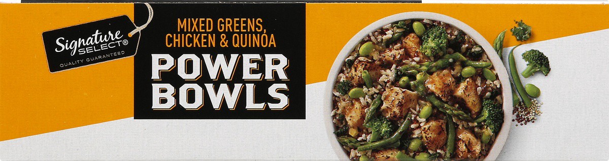 slide 3 of 9, Signature Select Mixed Greens Chicken & Quinoa Roasted White Meat Chicken Asparagus Green Beans Broccoli Kale Shelled Edamame And Quinoa Blend Over Rice And A Creamy Lemon Sauce Power Bowls, 9.5 oz