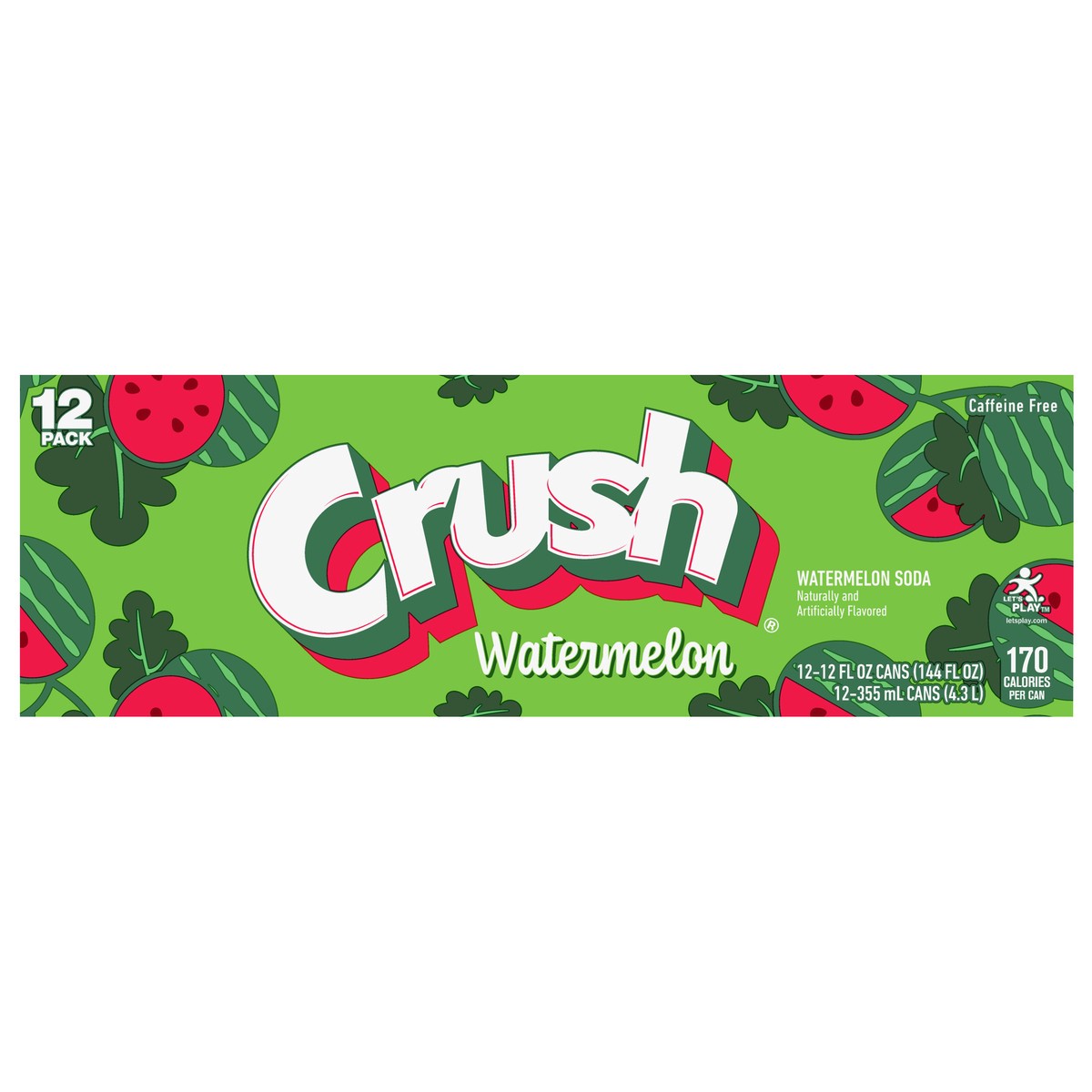 slide 10 of 12, Crush Watermelon Soda, 12 fl oz cans, 12 pack, 144 fl oz