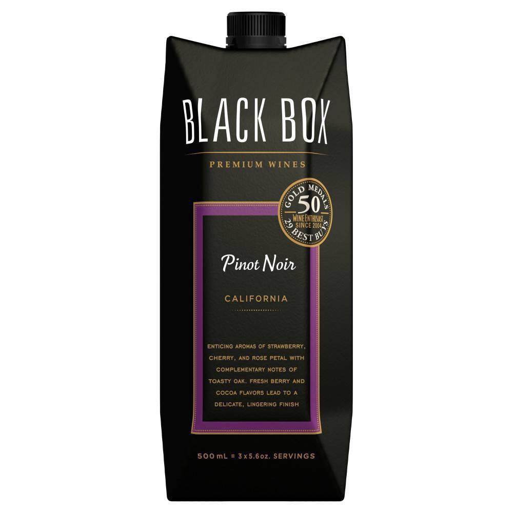 slide 3 of 3, Black Box pinot noir, 500 ml