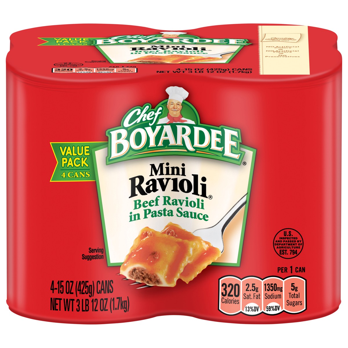 slide 3 of 7, Chef Boyardee 4 Pack Value Pack Ravioli 4 ea, 4 ct