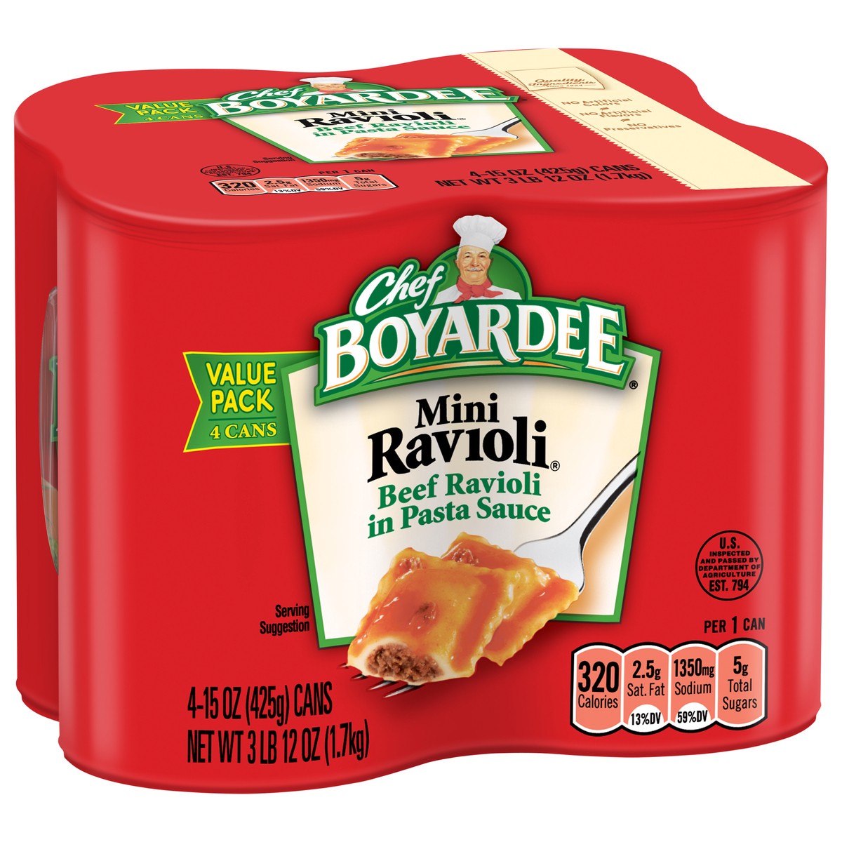 slide 6 of 7, Chef Boyardee 4 Pack Value Pack Ravioli 4 ea, 4 ct