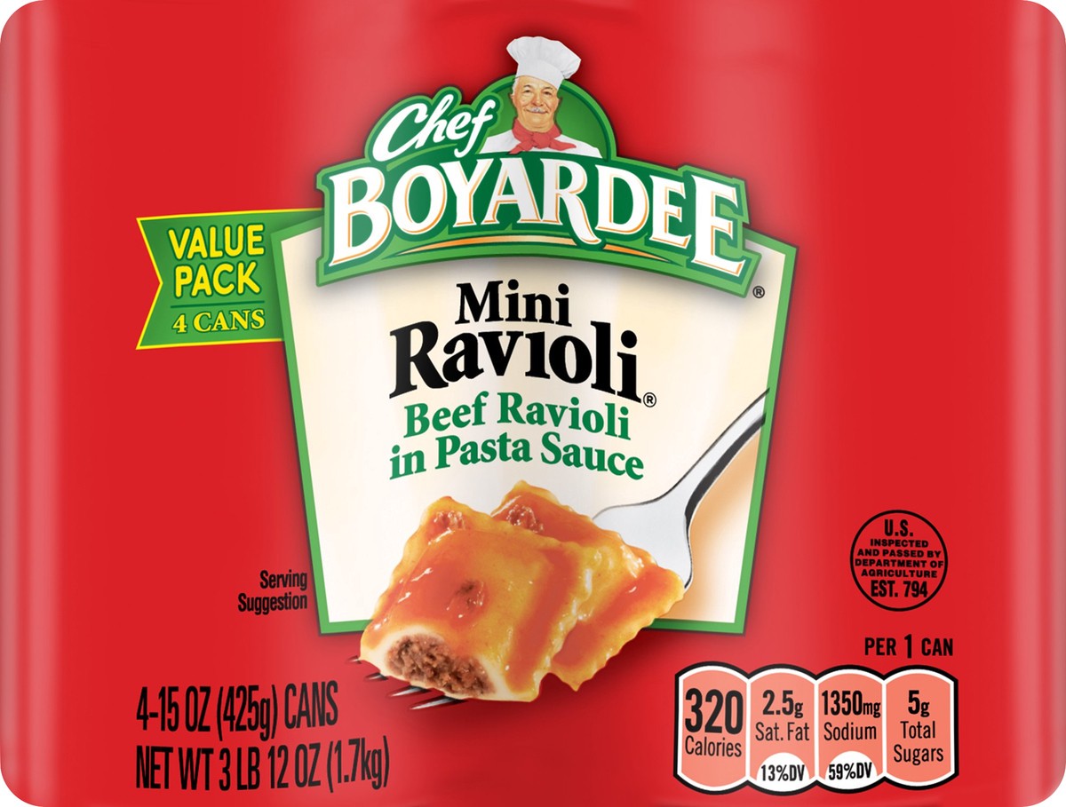 slide 1 of 7, Chef Boyardee 4 Pack Value Pack Ravioli 4 ea, 4 ct