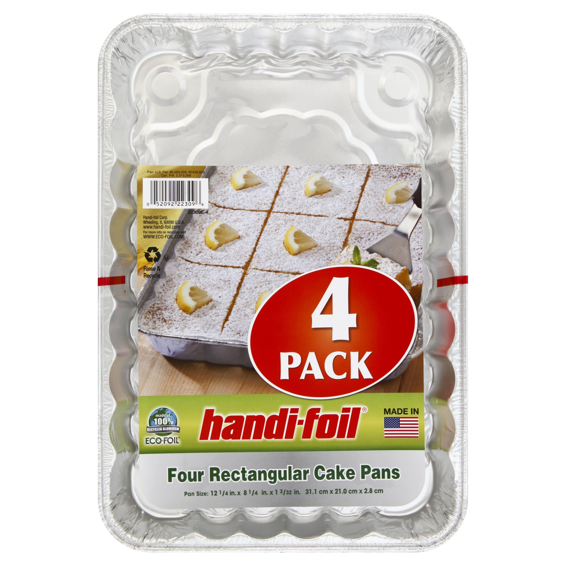 slide 1 of 4, Handi-foil Handi Foil Cake Pans, Rectangular, 4 Pack, 4 ct