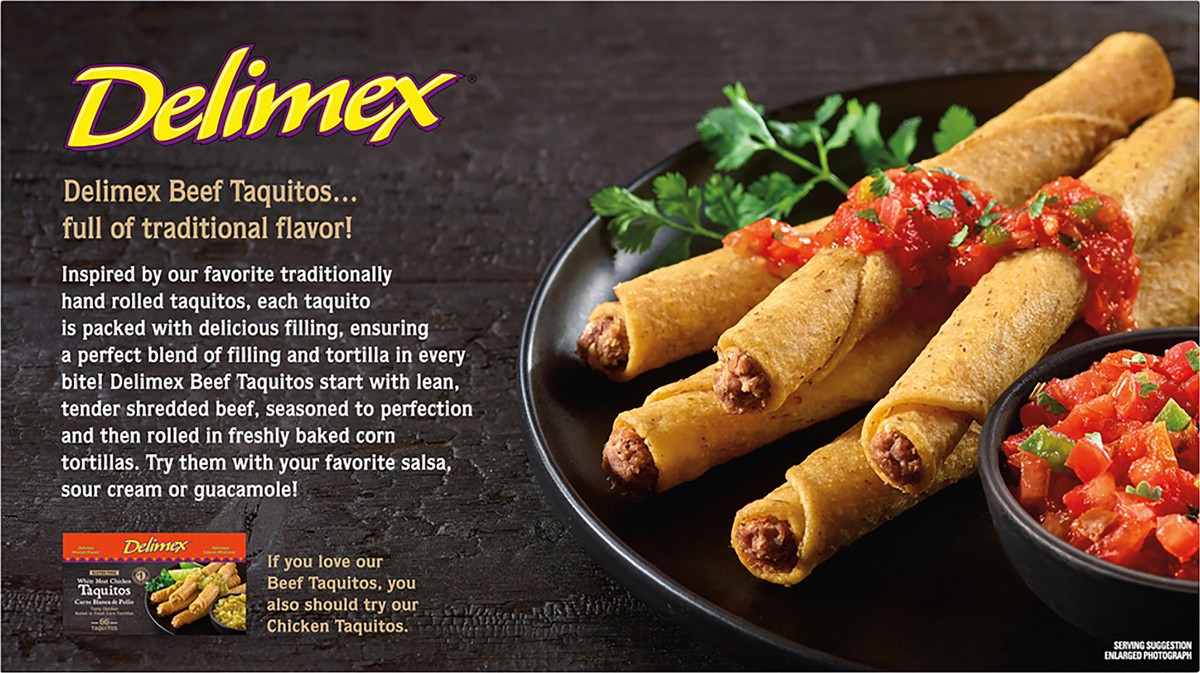 slide 4 of 14, Delimex Beef Gluten Free Corn Taquitos Frozen Snacks, 66 ct Box, 