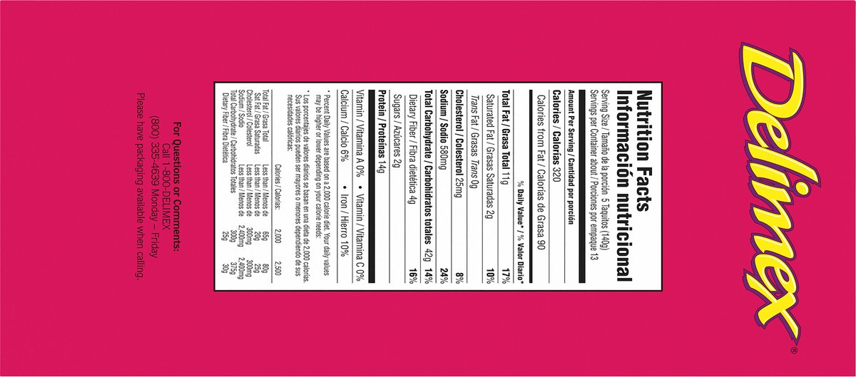 slide 10 of 14, Delimex Beef Gluten Free Corn Taquitos Frozen Snacks, 66 ct Box, 