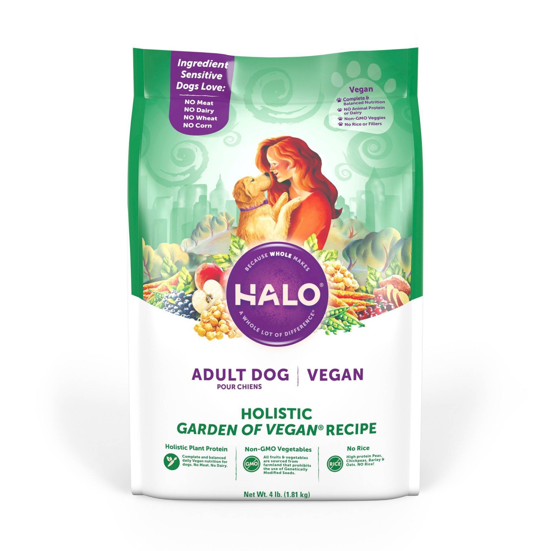 slide 1 of 1, Halo Vegan Adult Holistic Garden of Vegan Dry Dog Food, 4 lb
