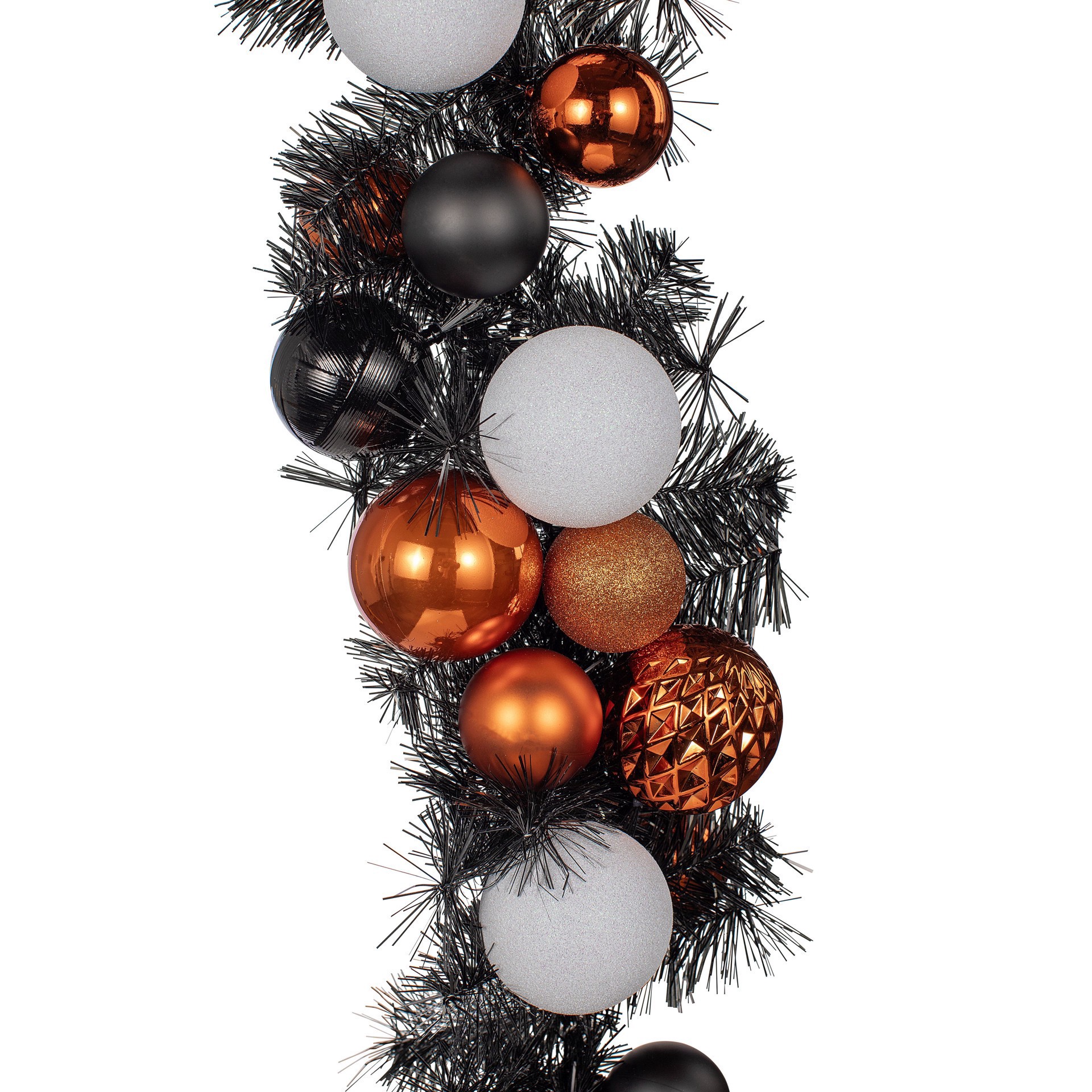slide 4 of 5, 6ft. Orange, Black & White Ghost & Ornament Garland By Ashland, 6 ft