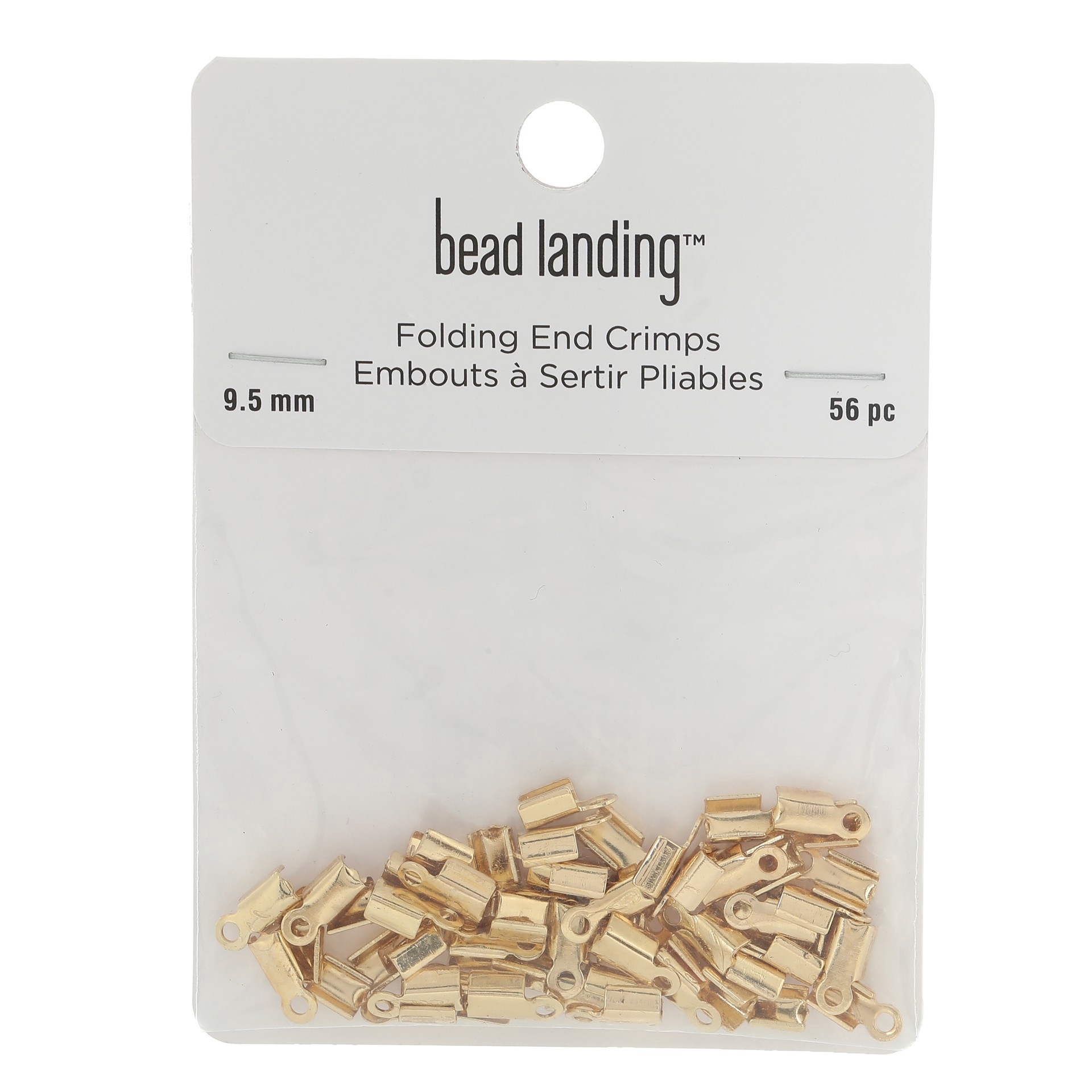 slide 2 of 3, 9.5mm Gold Folding End Crimps, 56ct. By Bead Landing, 5 mm