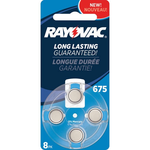 slide 1 of 1, Rayovac Batteries, Hearing Aid, Size 675, 8 ct