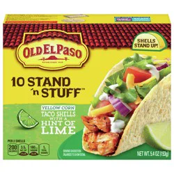 Old El Paso Stand ‘N Stuff Taco Shells, Hint of Lime Flavored, Gluten Free Crunchy Corn Taco Shells, 10 Count, 5.4 oz