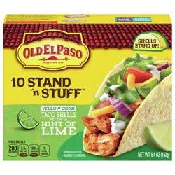 Old El Paso Stand ‘N Stuff Taco Shells, Hint of Lime Flavored, Gluten Free Crunchy Corn Taco Shells, 10 Count, 5.4 oz