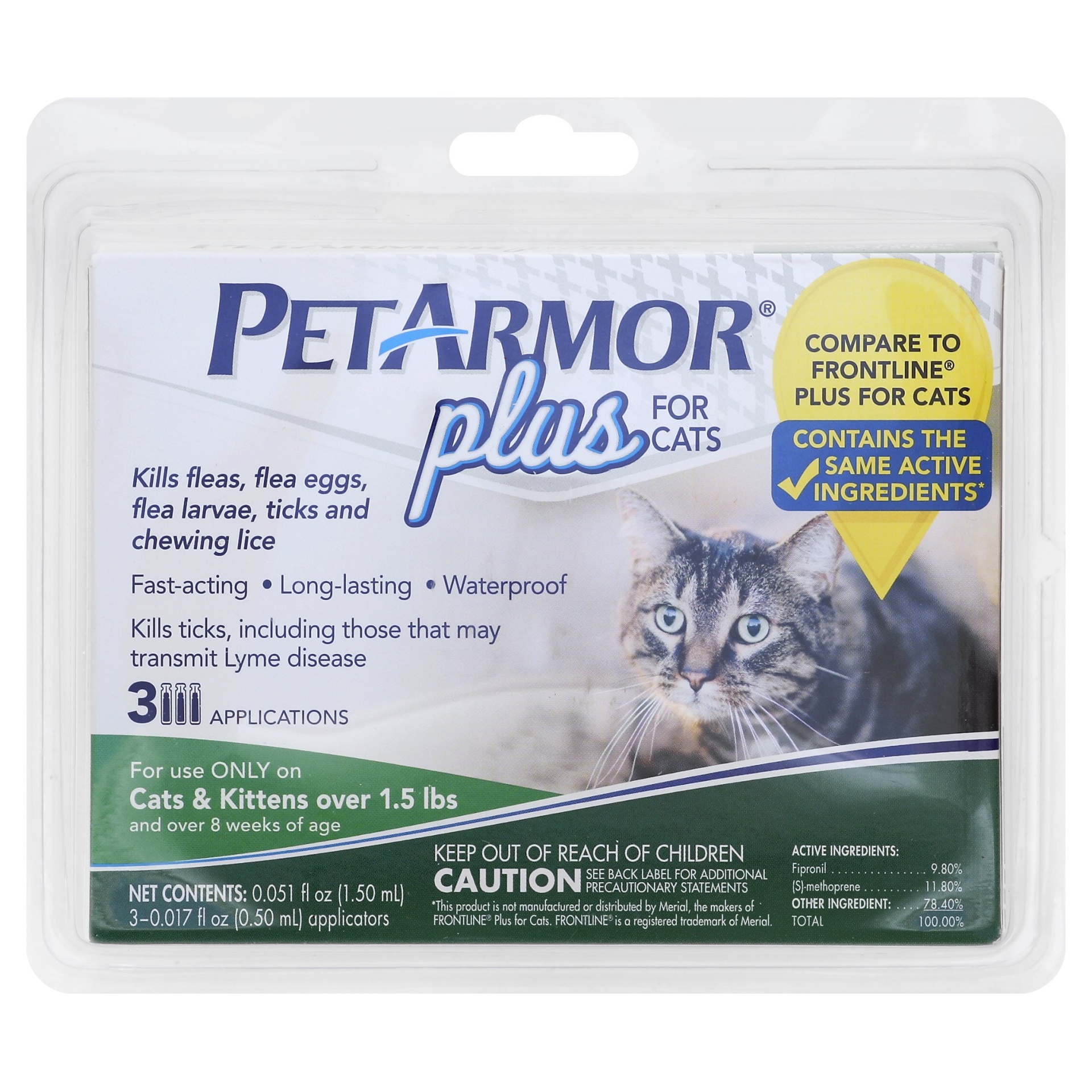 PetArmor Plus Flea And Tick Topical Treatment For Cats 3 ct; 0.017 fl