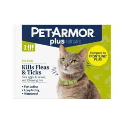 PETARMOR Plus for Cats Over 1.5 lbs, Flea & Tick Prevention for Cats, 3-Month Supply