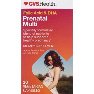 slide 1 of 1, CVS Health Folic Acid & DHA Prenatal Multi Vegetarian Capsules, 30 ct