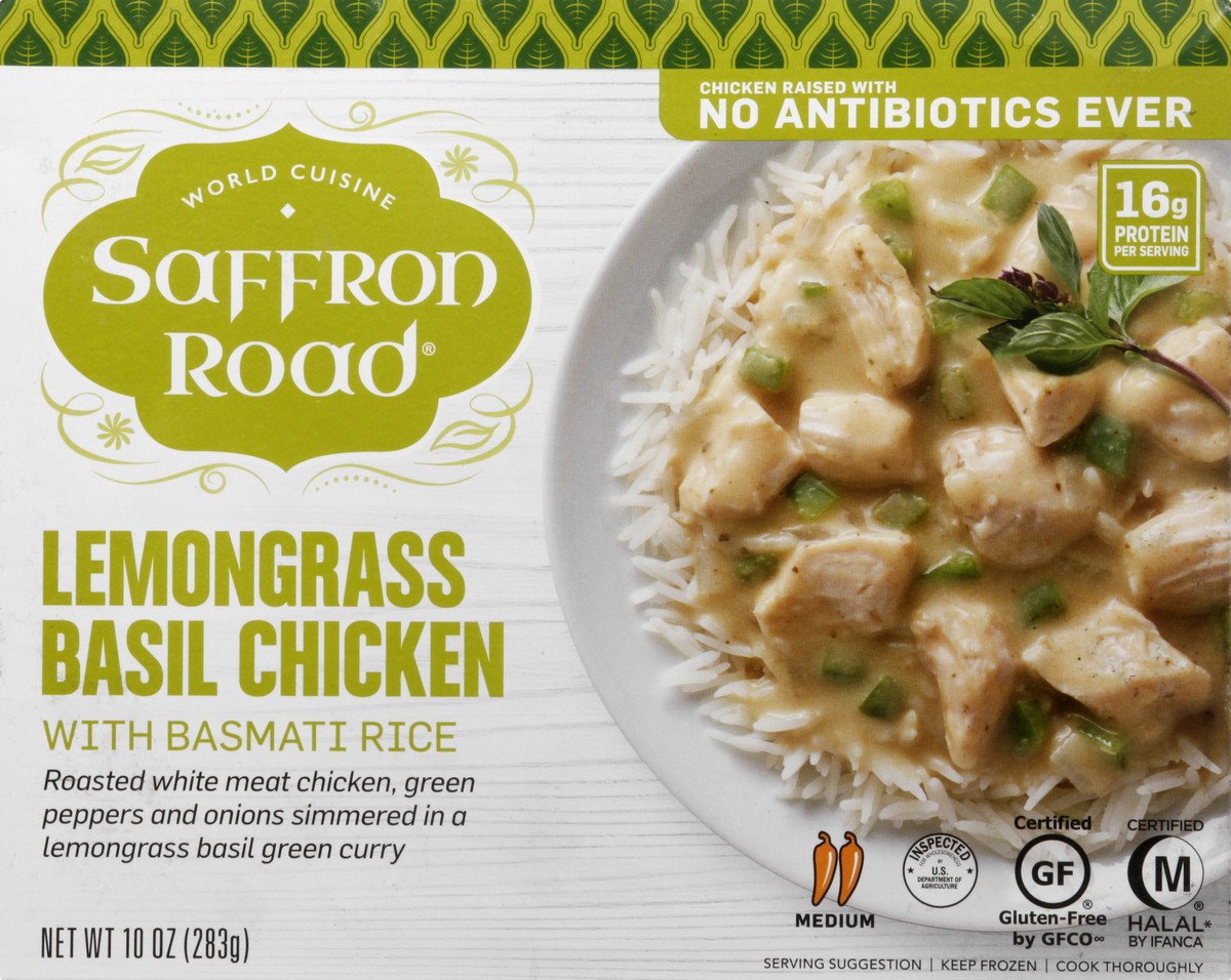 slide 9 of 14, Saffron Road With Basmati Rice Lemongrass Basil Chicken 10 oz, 10 oz