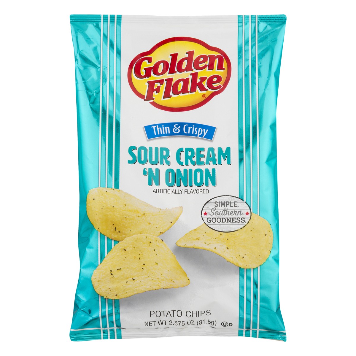 slide 1 of 11, Golden Flake Sour Cream & Onion Chips, 2.875 oz