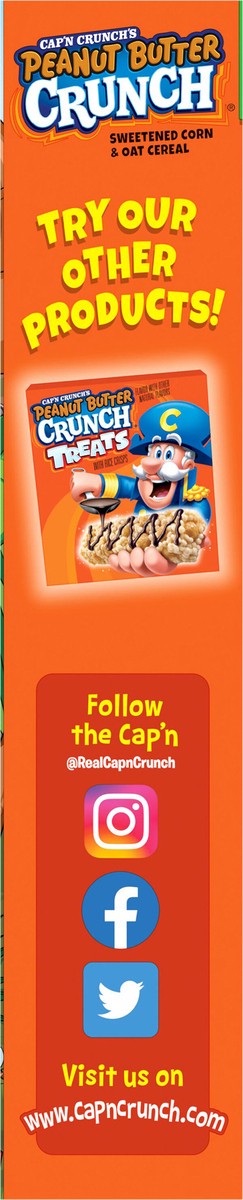slide 10 of 10, Cap'n Crunch Cereal, Peanut Butter Crunch, Sweetened Corn & Oat, Large Size, 15.6 oz