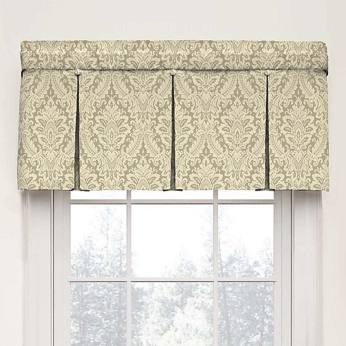 slide 1 of 2, Waverly Donnington Damask Box Pleat Cotton Valance - Linen, 1 ct