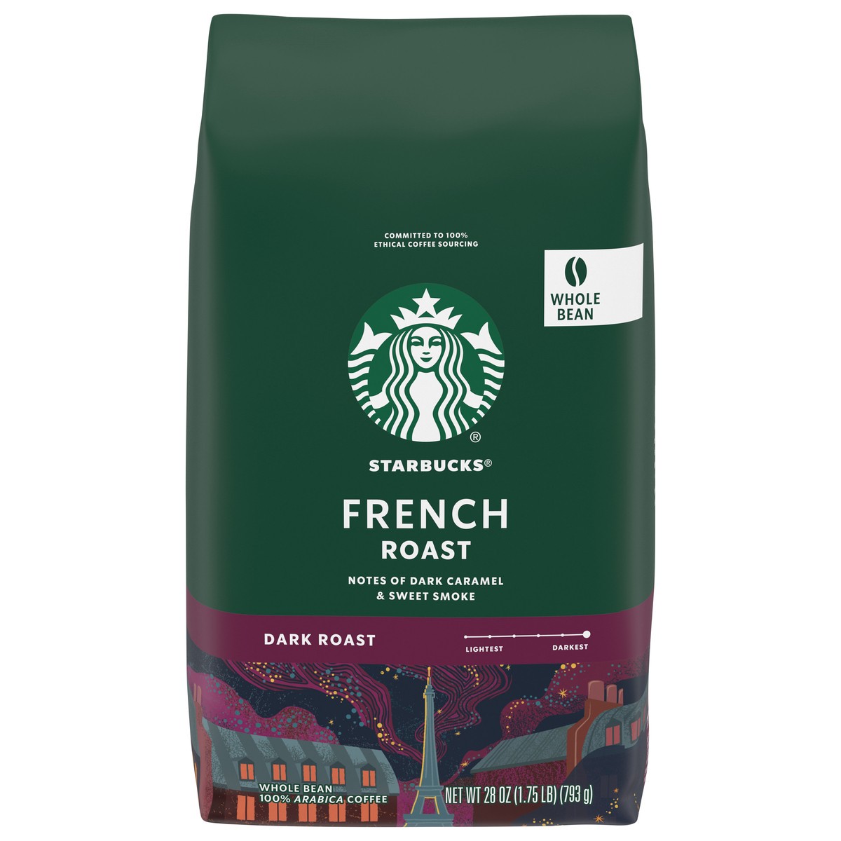 slide 4 of 4, Starbucks Dark Roast Whole Bean French Roast Coffee 28 oz, 28 oz