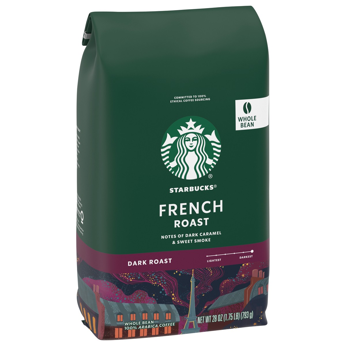 slide 2 of 4, Starbucks Dark Roast Whole Bean French Roast Coffee 28 oz, 28 oz