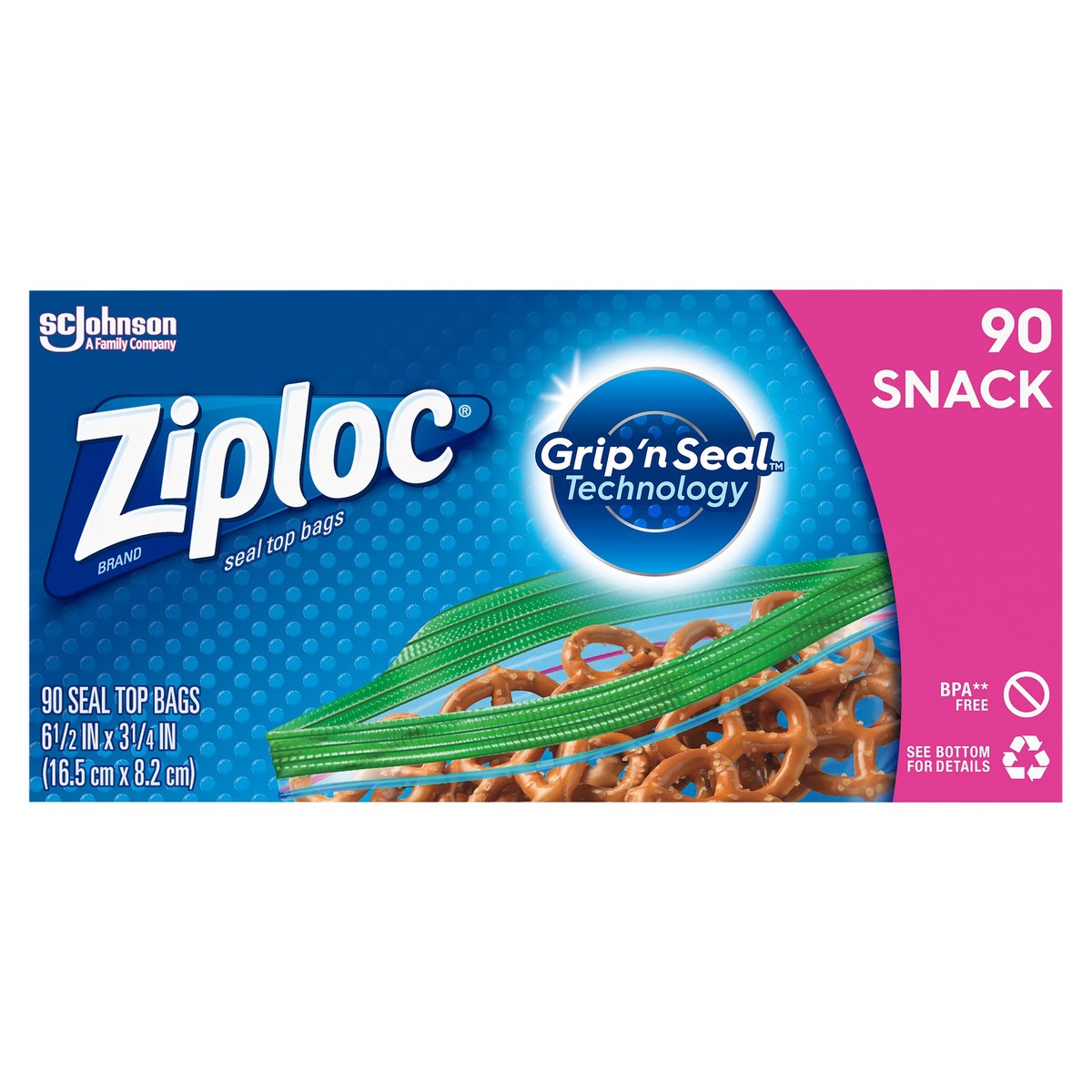 slide 1 of 6, Ziploc Snack Storage Bag, 90 cnt