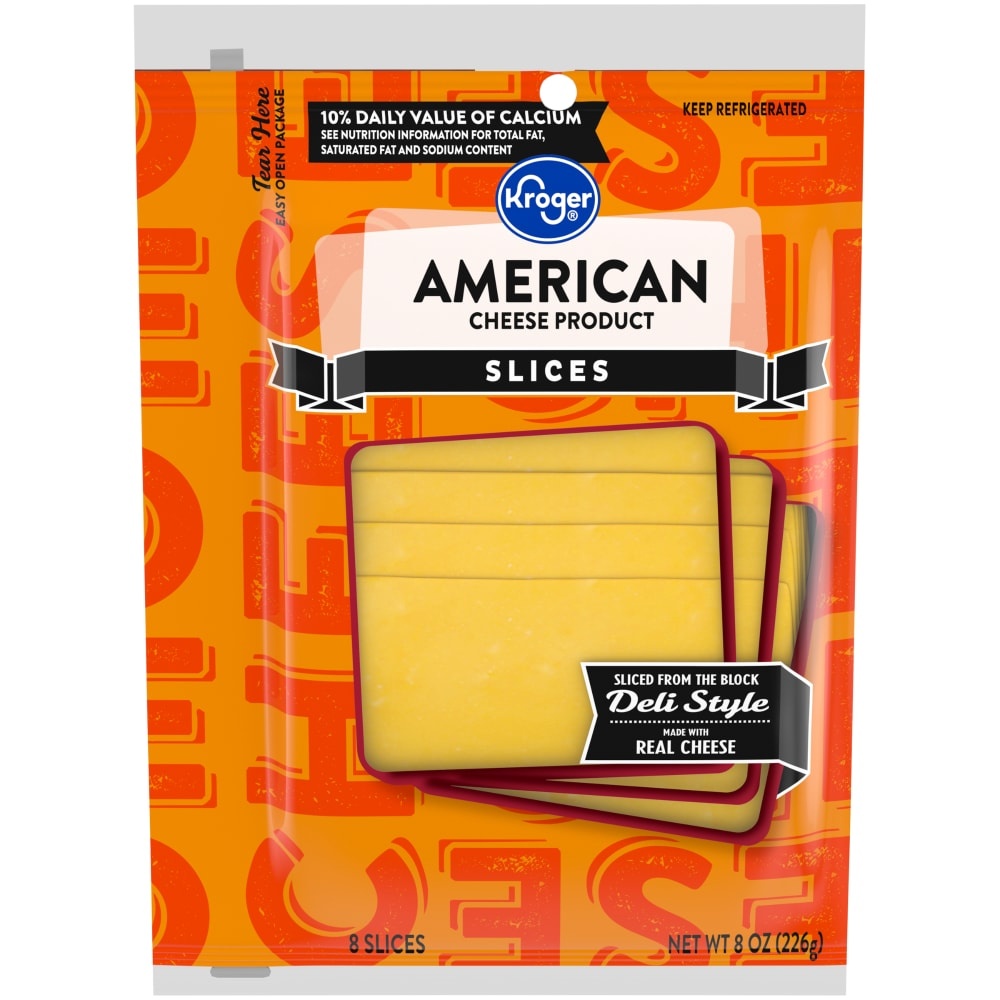 slide 1 of 1, Kroger American Cheese Product Slices, 8 ct; 8 oz