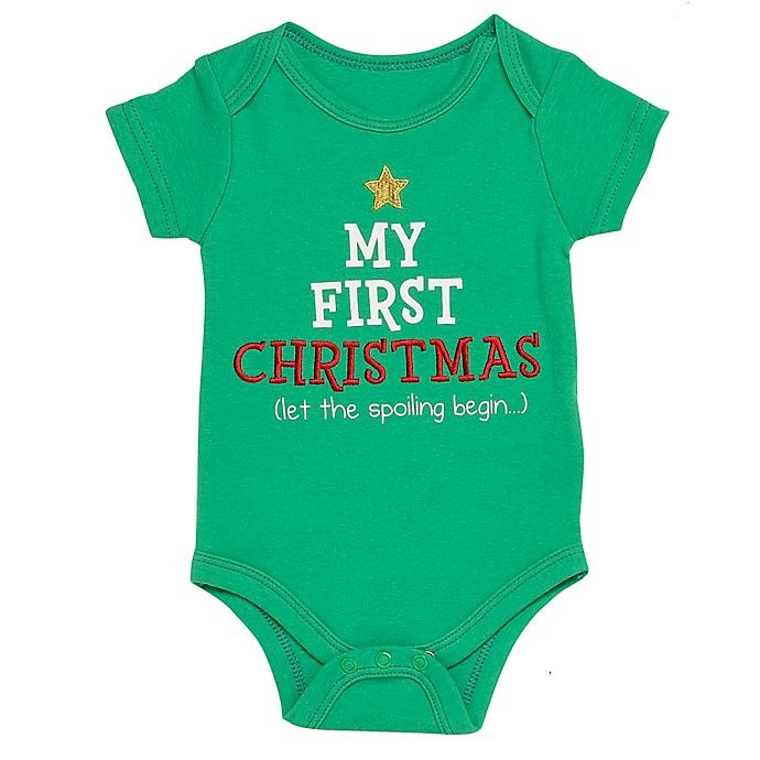 slide 1 of 1, Baby Starters BWA Newborn My First Christmas Bodysuit - Green, 1 ct