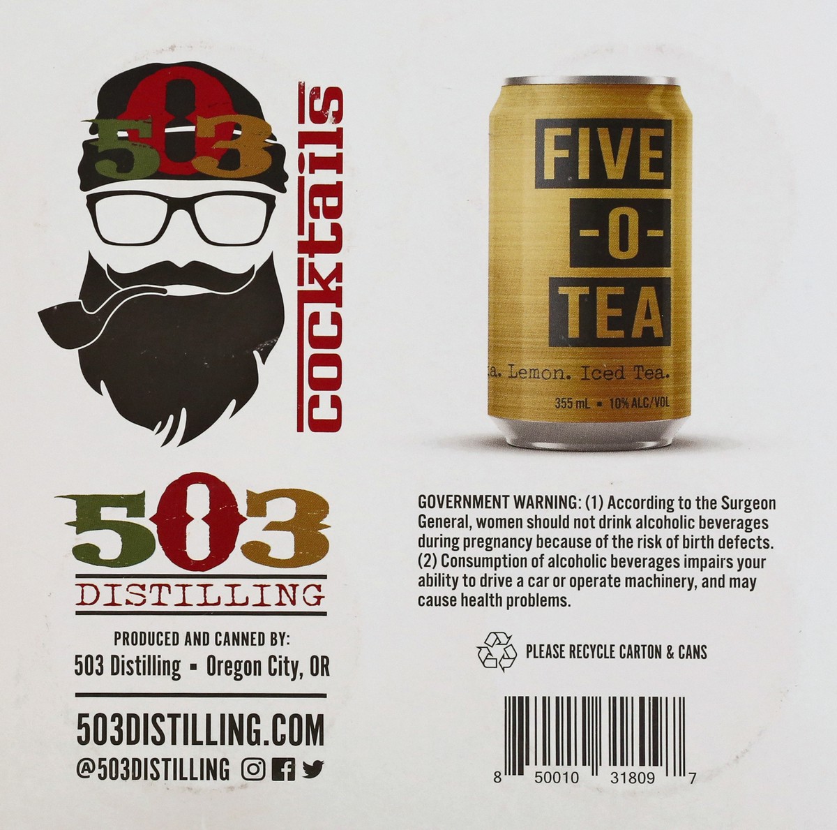 slide 5 of 8, 503 Distilling Five-o-Tea Cocktails 4 ea, 4 ct