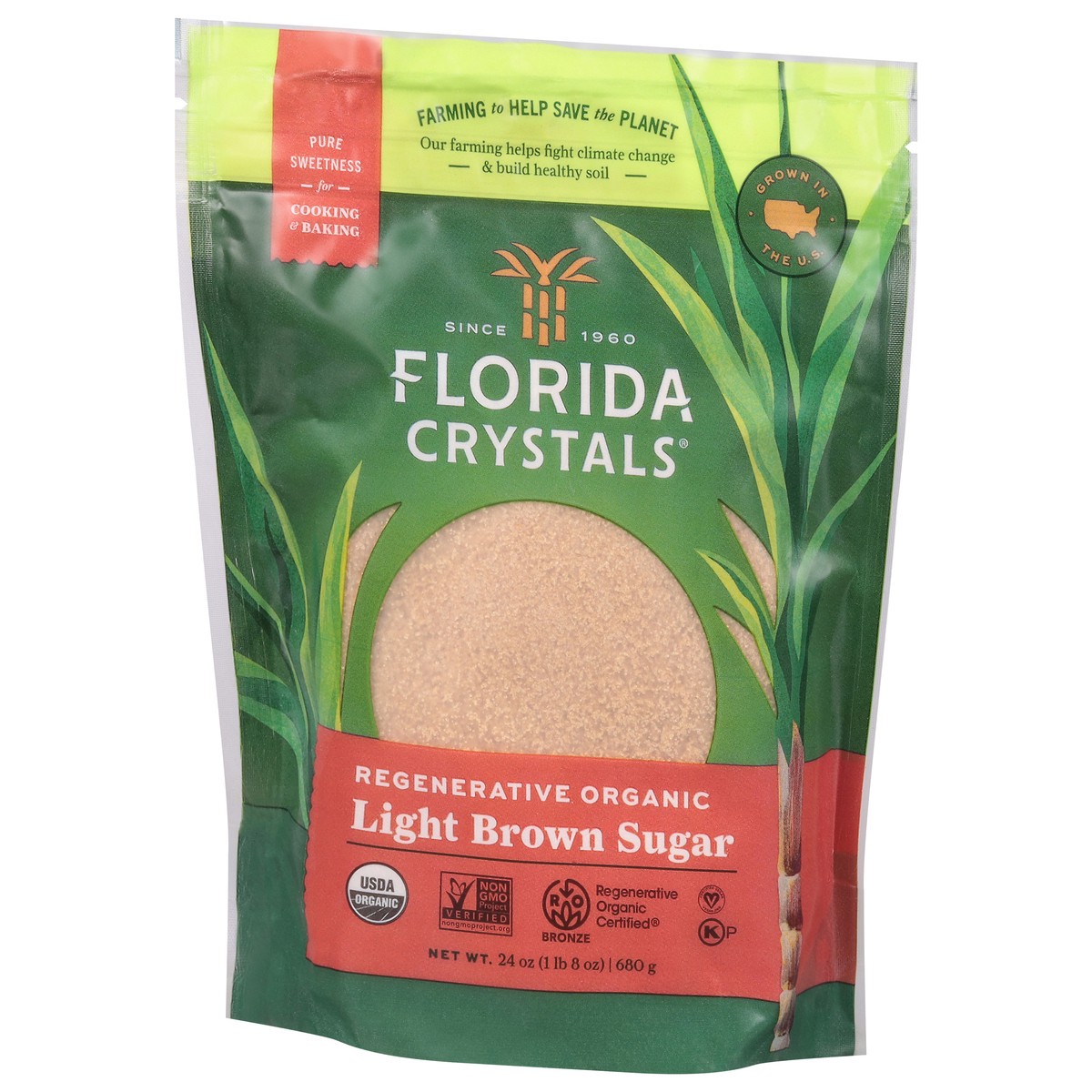 slide 13 of 13, Florida Crystals Regenerative Organic Light Brown Raw Cane Sugar 1.5 lb, 24 oz