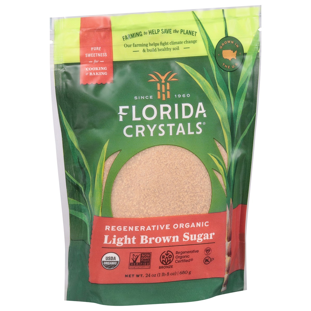 slide 10 of 13, Florida Crystals Regenerative Organic Light Brown Raw Cane Sugar 1.5 lb, 24 oz