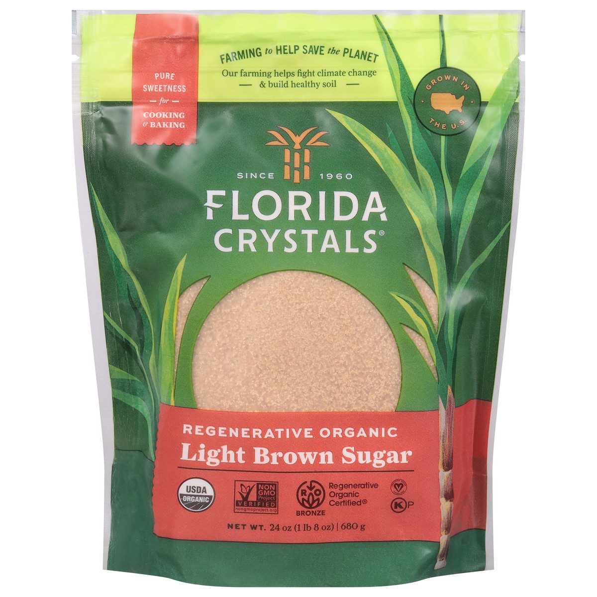 slide 4 of 13, Florida Crystals Regenerative Organic Light Brown Raw Cane Sugar 1.5 lb, 24 oz