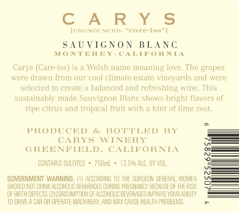 slide 6 of 6, Cary's Carys Sauvignon Blanc, 750 ml