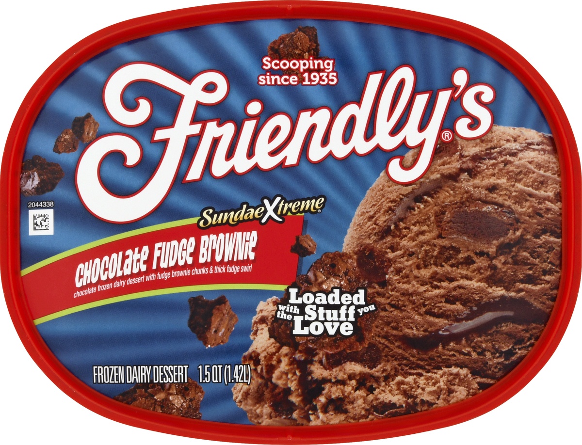 slide 6 of 10, Friendly's SundaeXtreme Chocolate Fudge Brownie Frozen Dairy Dessert, 1.5 qt