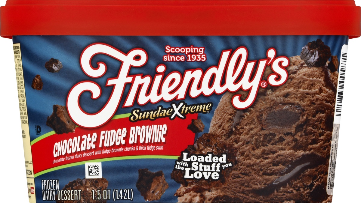 slide 10 of 10, Friendly's SundaeXtreme Chocolate Fudge Brownie Frozen Dairy Dessert, 1.5 qt
