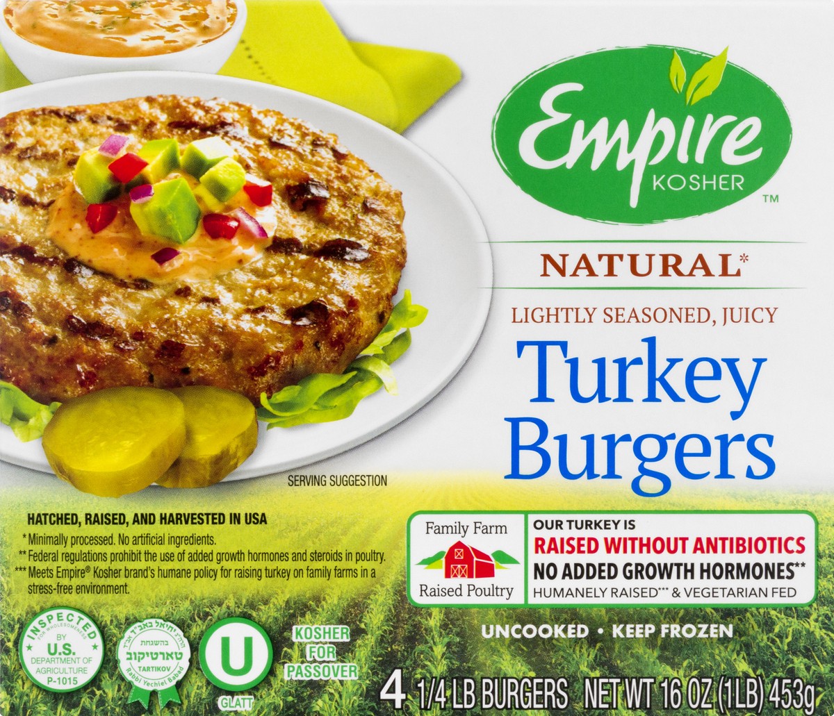 slide 2 of 13, Empire Kosher Natural Turkey Burgers 4 ea, 4 ct