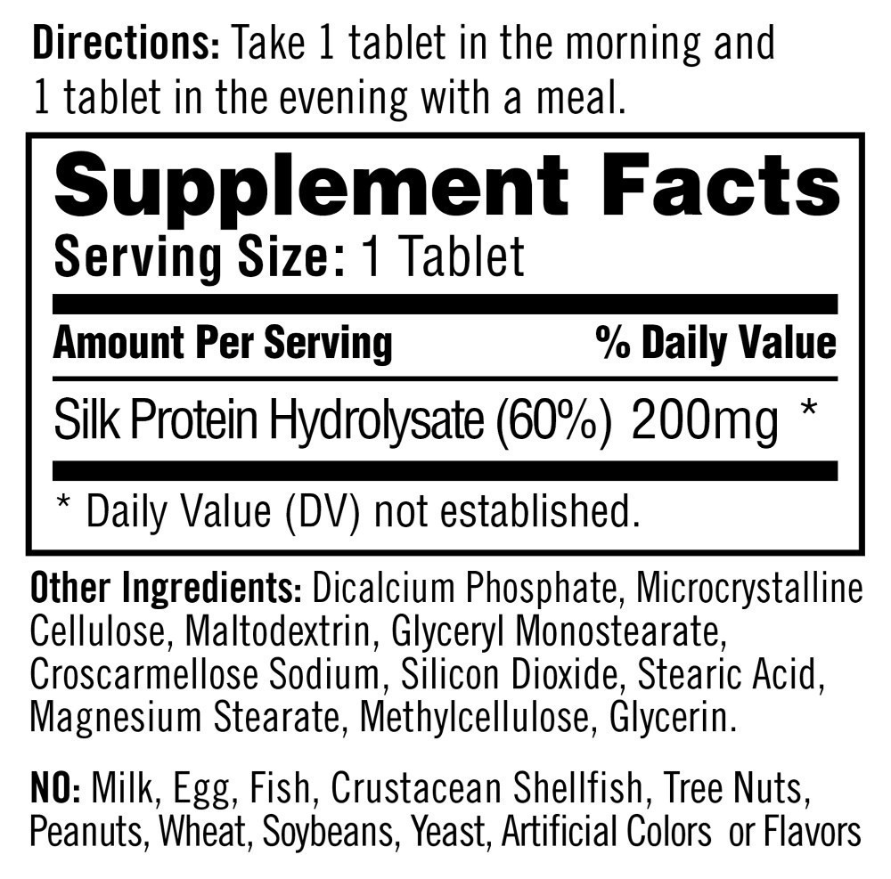 slide 2 of 4, Natrol Cognium Memory Extra Strength Silk Protein Hydrolysate 200mg, Dietary Supplement for Brain Health and Memory Support, 60 Tablets, 30 Day Supply, 60 ct