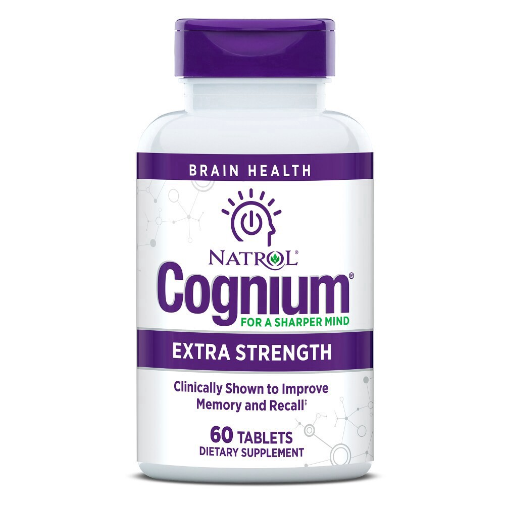 slide 4 of 4, Natrol Cognium Memory Extra Strength Silk Protein Hydrolysate 200mg, Dietary Supplement for Brain Health and Memory Support, 60 Tablets, 30 Day Supply, 60 ct