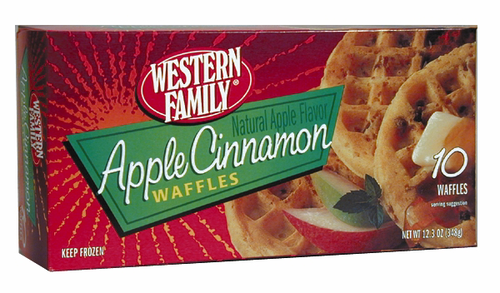 slide 1 of 1, Western Family Apple Cinnamon Waffles, 12.3 oz