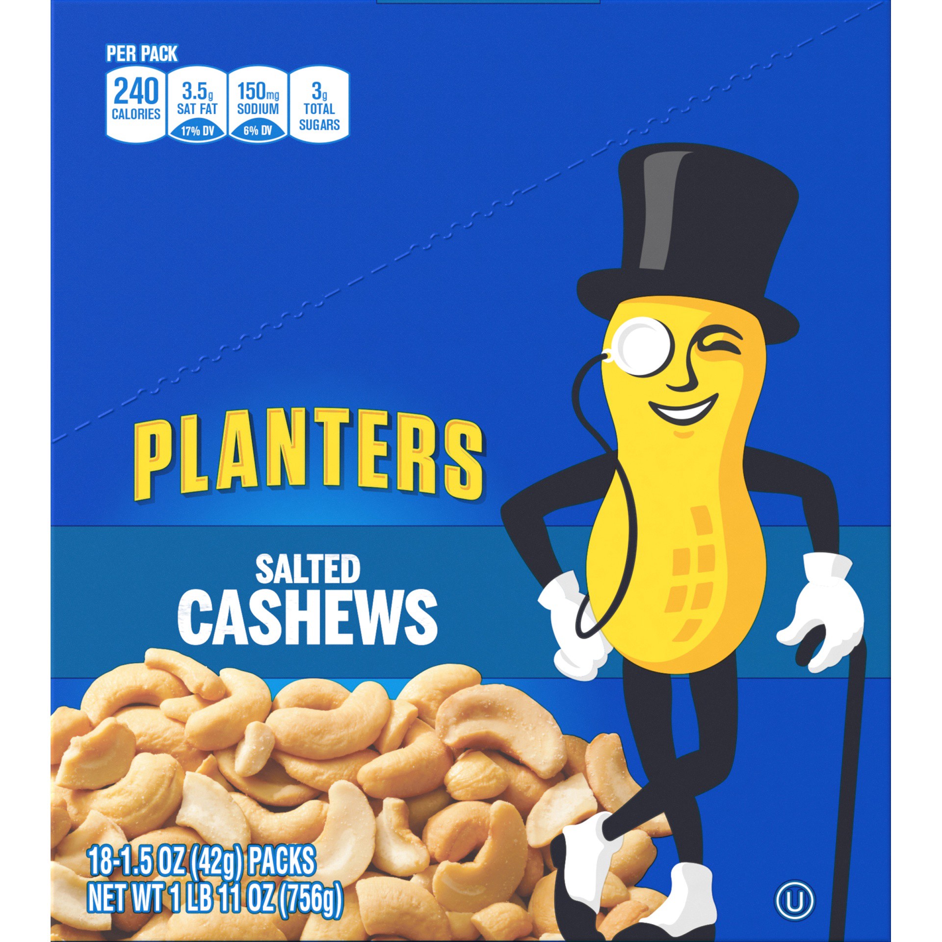 slide 11 of 13, Planters Salted Cashews 18 - 1.5 oz Packs, 18 ct