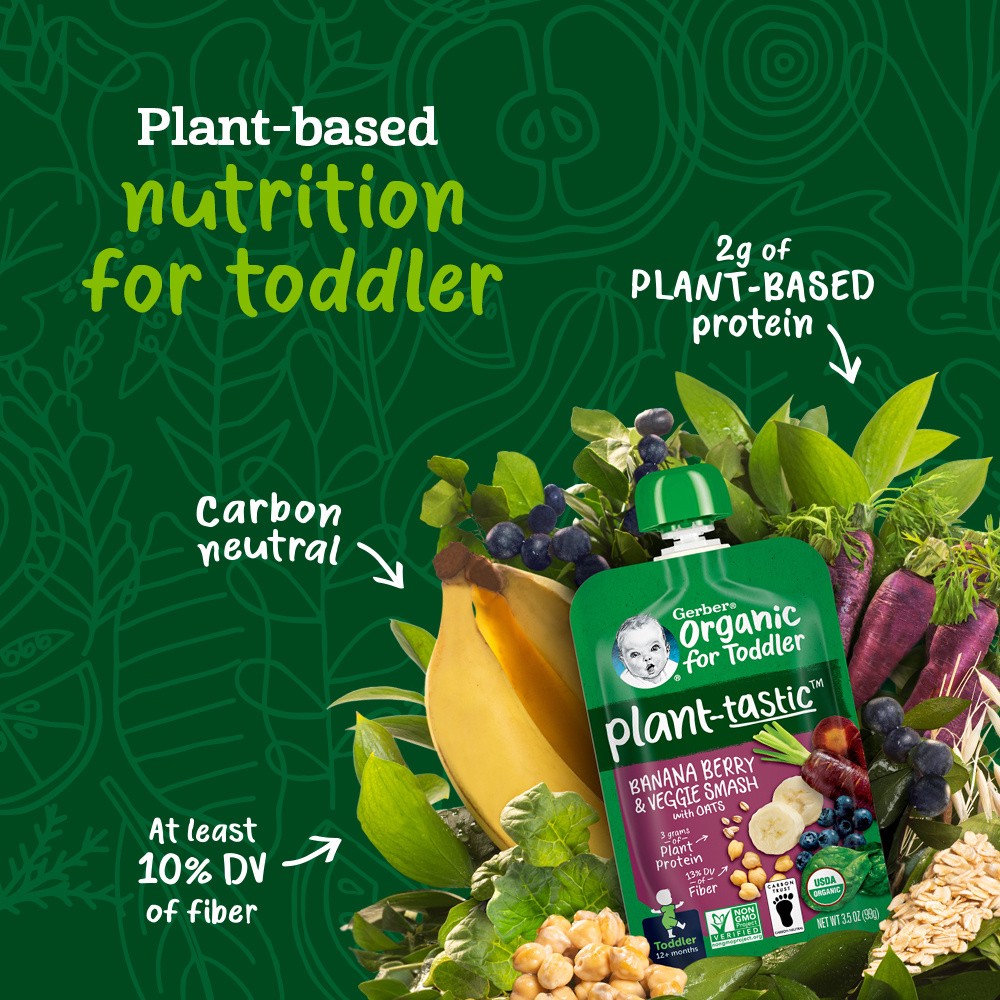 slide 4 of 5, Gerber Toddler Baby Food, Southwestern Fruit & Veggie Bean Smash, 3.5 oz, Pouch, 3.5 oz