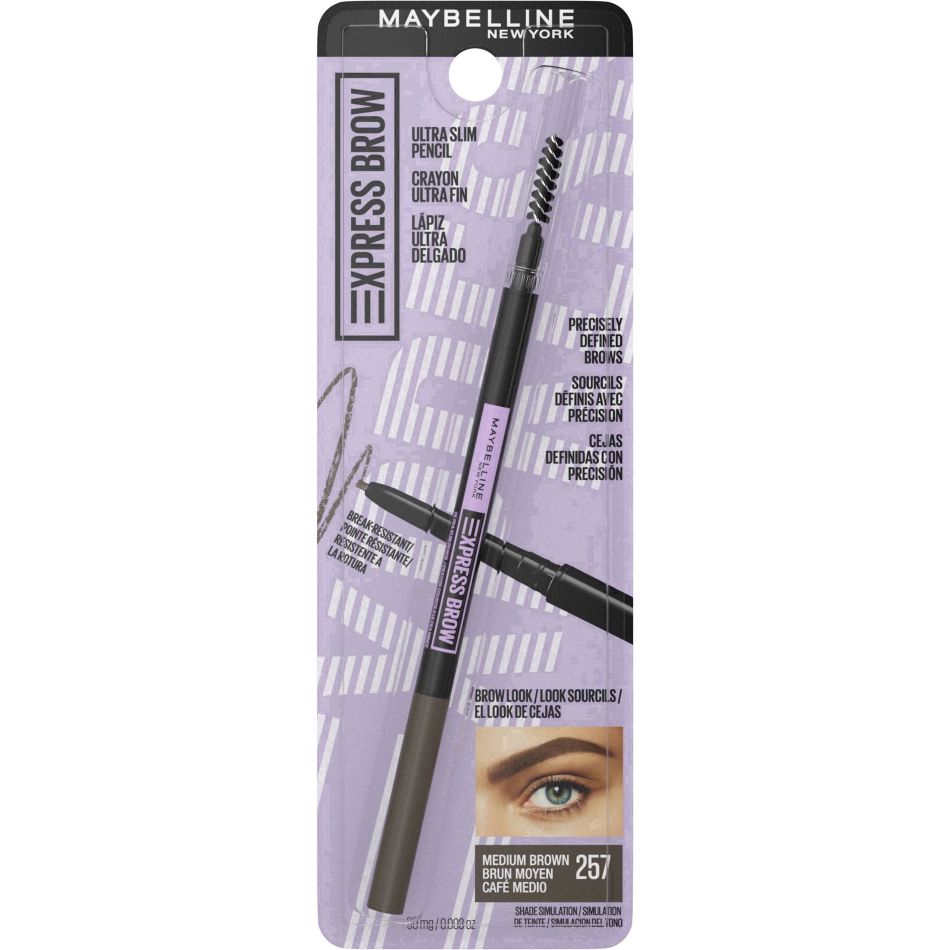 slide 110 of 119, Maybelline Express Brow Ultra Slim Eyebrow Pencil - Medium Brown - 0.003oz, 0.003 oz