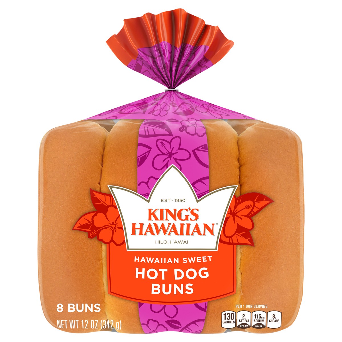 slide 1 of 2, King's Hawaiian Original Hawaiian Sweet Hot Dog Buns 8PK, 8 ct