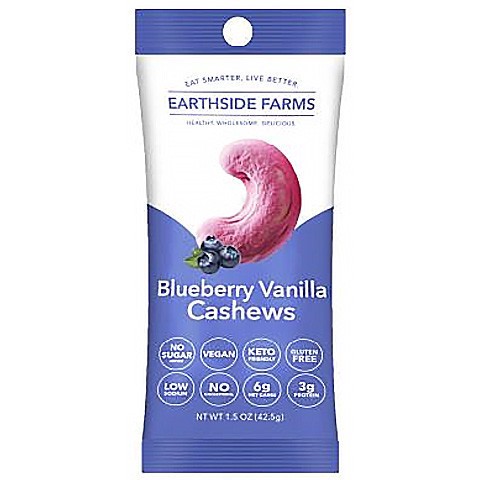 slide 1 of 1, Earthside Farms Cashews Bluebrry Vanilla, 1.5 oz